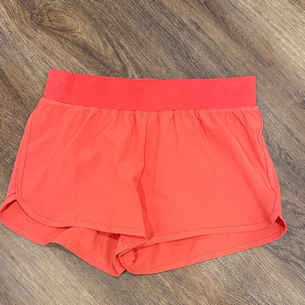 Zyia Vibrant Coral Women's Athletic Shorts with built-in liner | Size Small